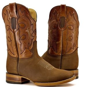 Men’s Brown Natural Cowhide – Square Toe